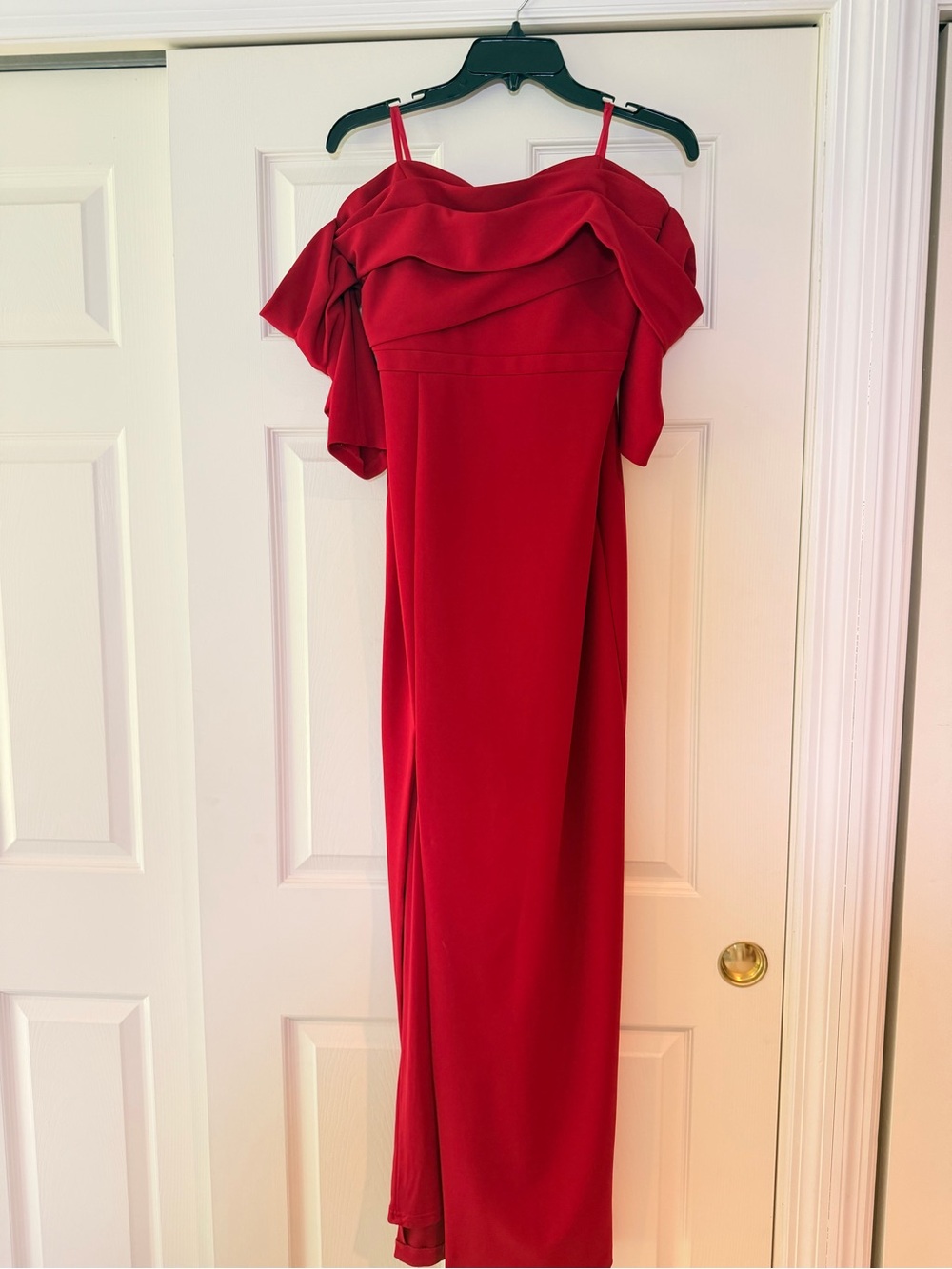 Aidan Mattox Red One-Shoulder Ruffle Gown size 8